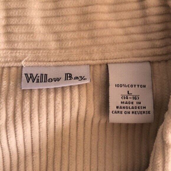 Willow Bay Large Corduroy Jacket 100% Cotton Zipper Pockets Collar long sleeves - Picture 3 of 6